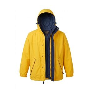 Eddie Bauer Jacket Mens Small Yellow GORE-TEX Hooded Parka Waterproof Rain Coat